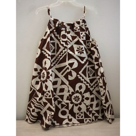 BDG x Urban Outfitters Sz L Brown Eva Tie-Front Ruched Strap Trapeze Mini Dress - Picture 2 of 11